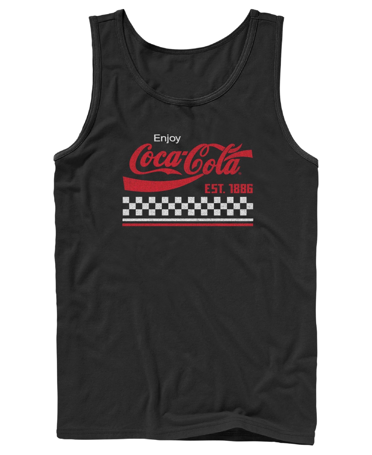 Men's Coke Checker Stripe Tank Top - Black