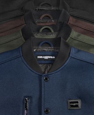 Men's Textured Varsity Zip Bomber Jacket