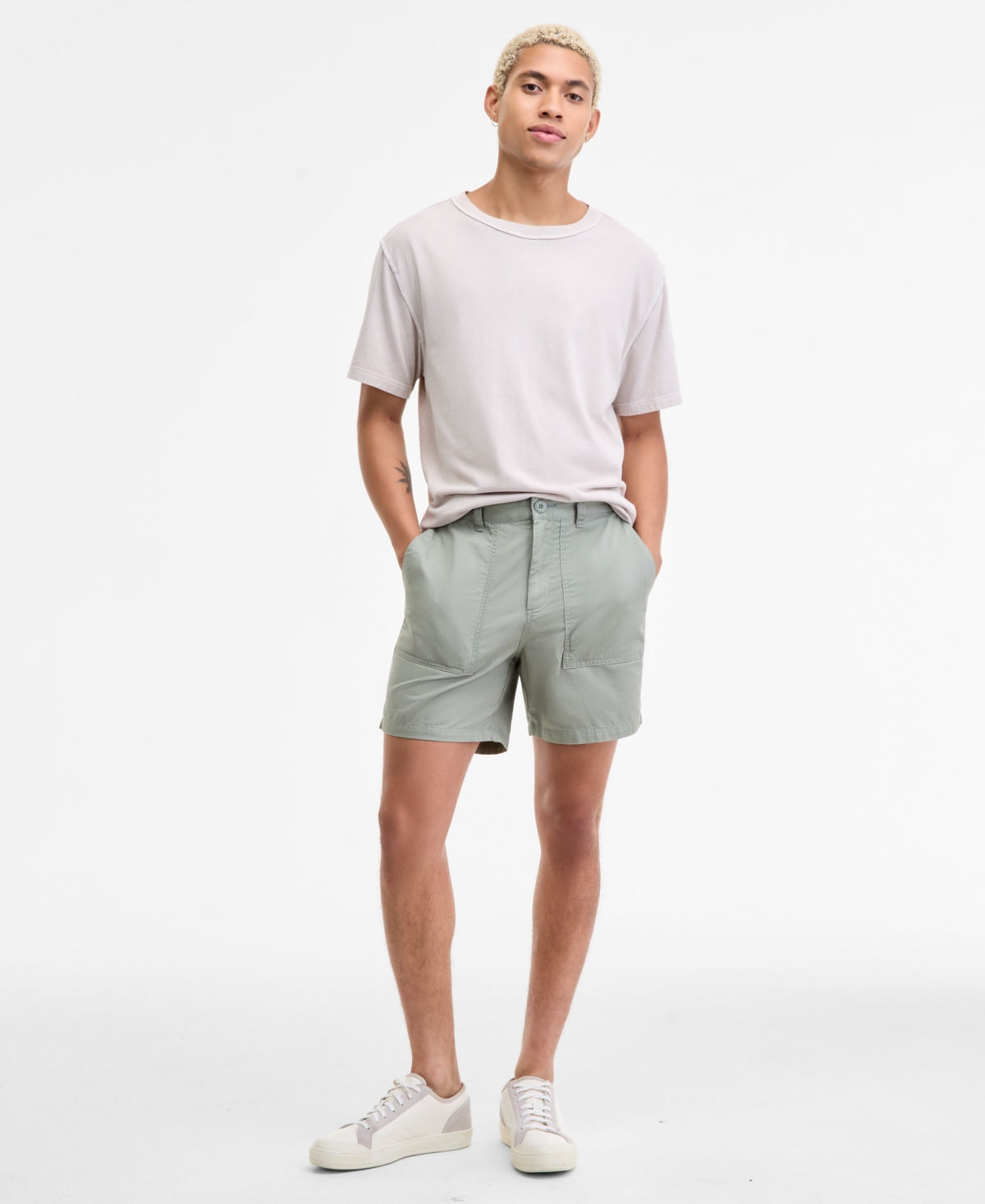 Sun + Stone Men's Peter Regular-fit 6" Cotton Field Shorts, Macy's Exclusive In Green