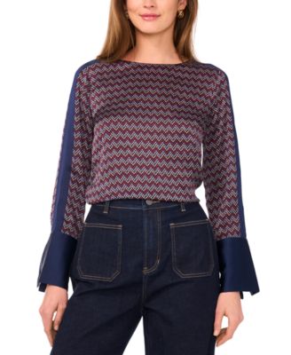 Vince Camuto - Women's Printed Wide-Cuff Blouse