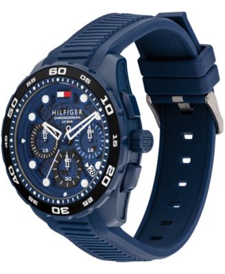Men's Chronograph Blue Silicone Strap Watch, 44mm