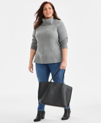 Plus Size Cozy Cowl-Neck Long-Sleeve Sweater, Macy's Exclusive 