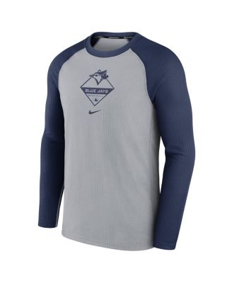 Men's Gray/Navy Toronto Blue Jays Game Authentic Collection Performance Raglan Long Sleeve T-Shirt