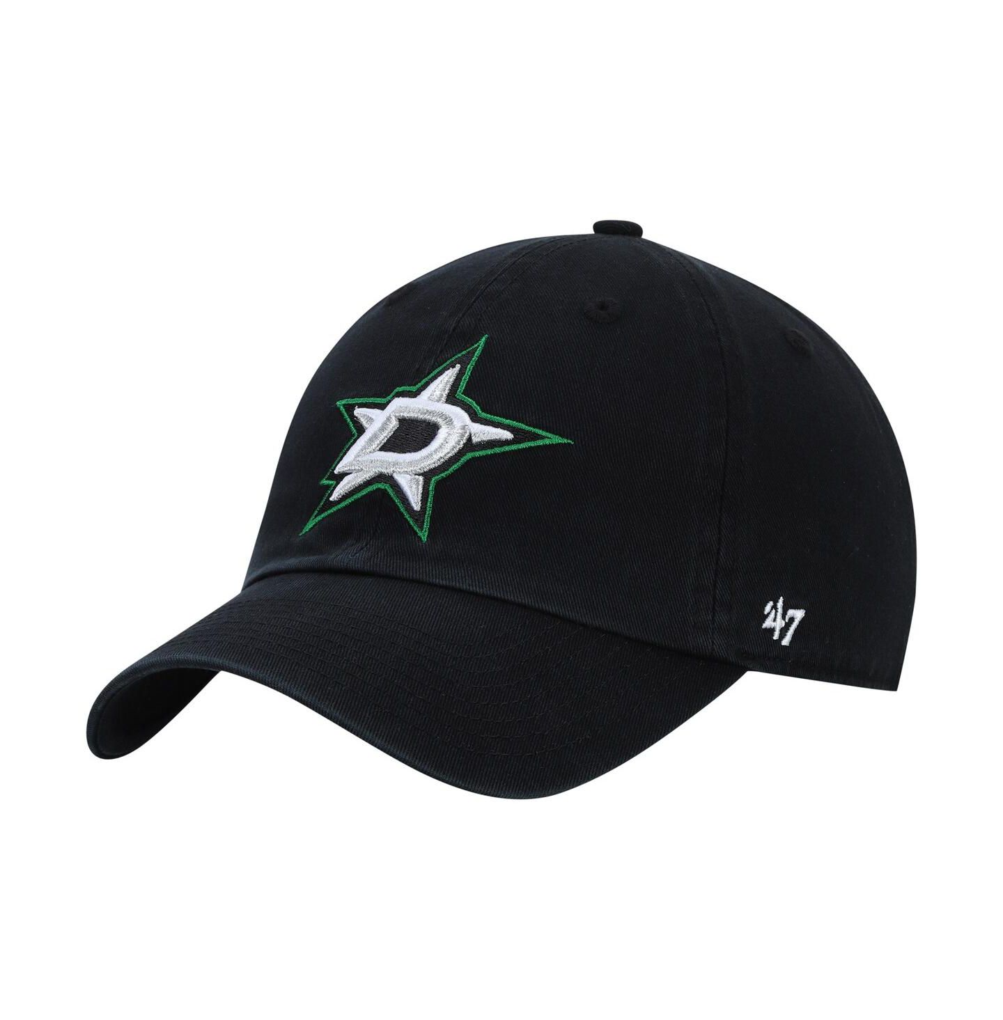 Мужская кепка '47 Brand Black Dallas Stars Logo Clean Up Adjustable Hat — фото 1