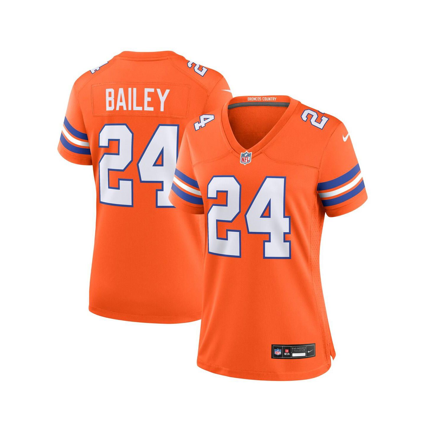 Женский топ Nike Champ Bailey Orange Denver Broncos Mile High Collection 1977 Throwback Retired Player Game Jersey — фото 1