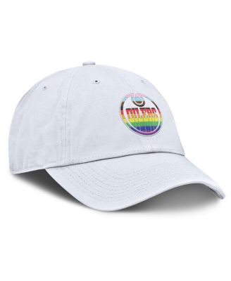 Men's White Edmonton Oilers PRIDE Adjustable Hat