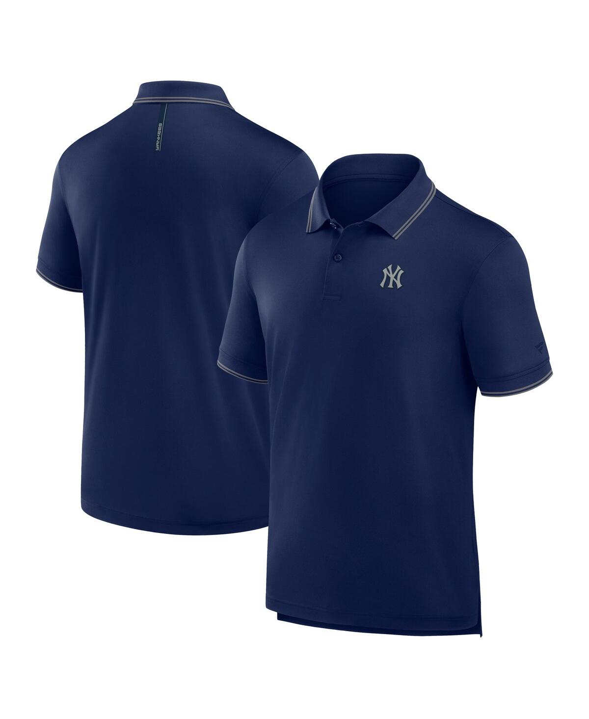 Men's Navy New York Yankees Front Office Move Mono Pique Polo Shirt - Navy