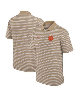 Nike - Men's Tan Clemson Tigers Athletic Prep Striped Performance Polo Shirt