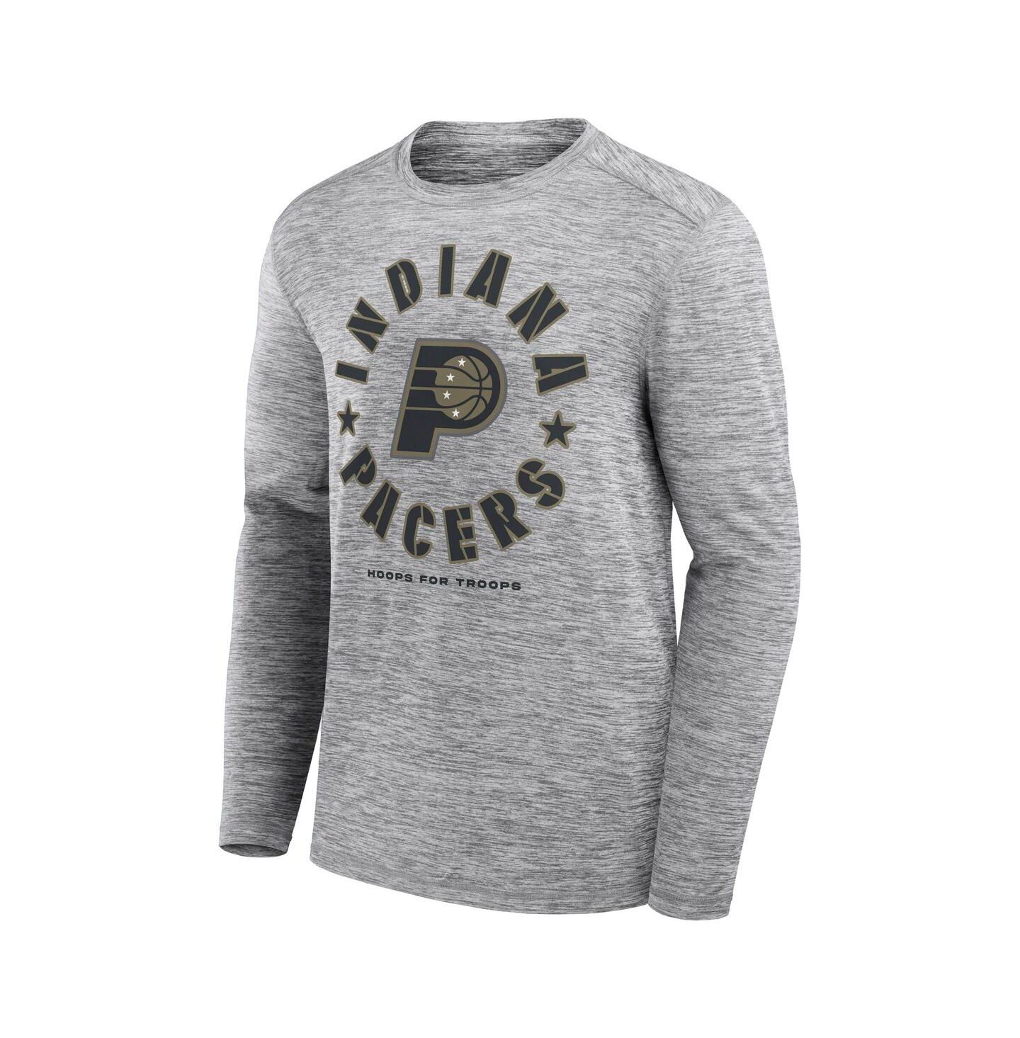 Мужская футболка Fanatics Heather Gray Indiana Pacers NBA Hoops for Troops Long Sleeve — фото 2