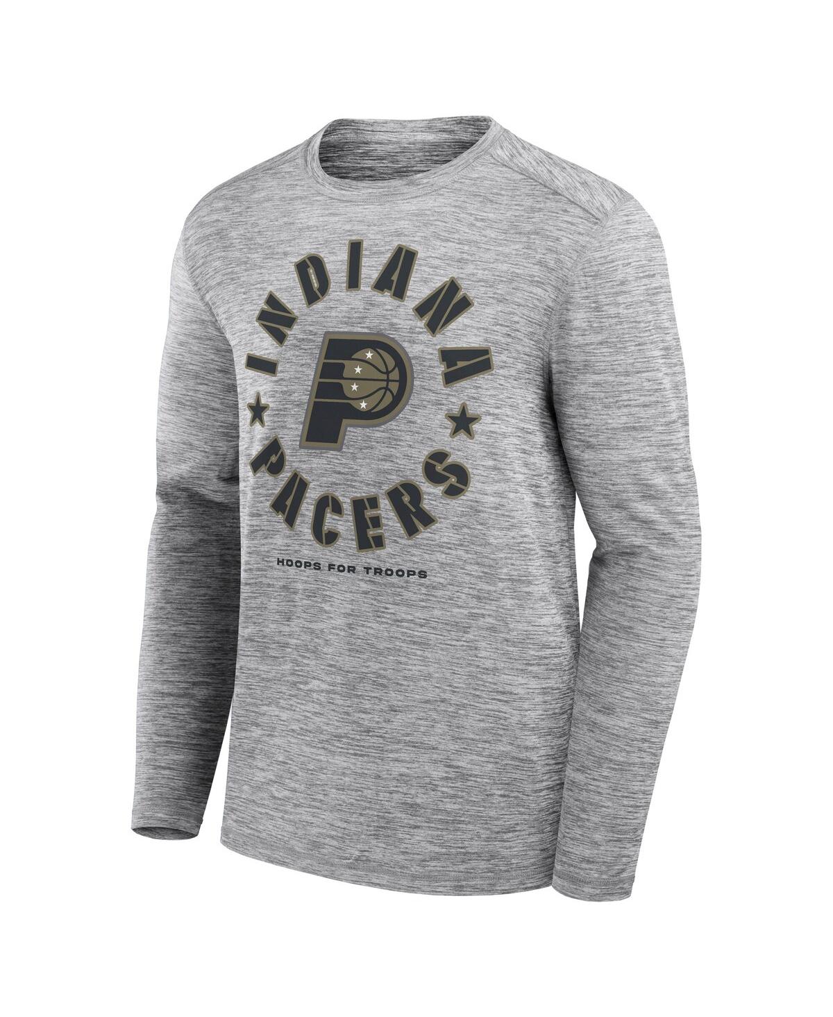 Fanatics Men's Heather Gray Indiana Pacers Nba Hoops For Troops Long Sleeve T-shirt In Gray
