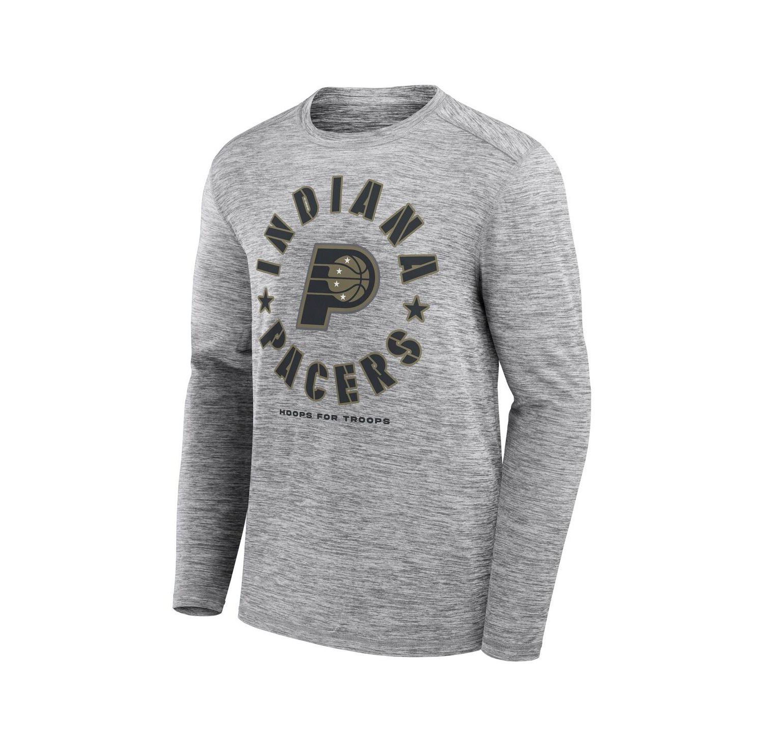 Men's Heather Gray Indiana Pacers NBA Hoops for Troops Long Sleeve T-Shirt
