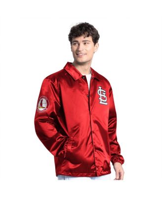 Starter - Men's Red St. Louis Cardinals Cooperstown Collection Point Man Full-Snap Coaches Jacket