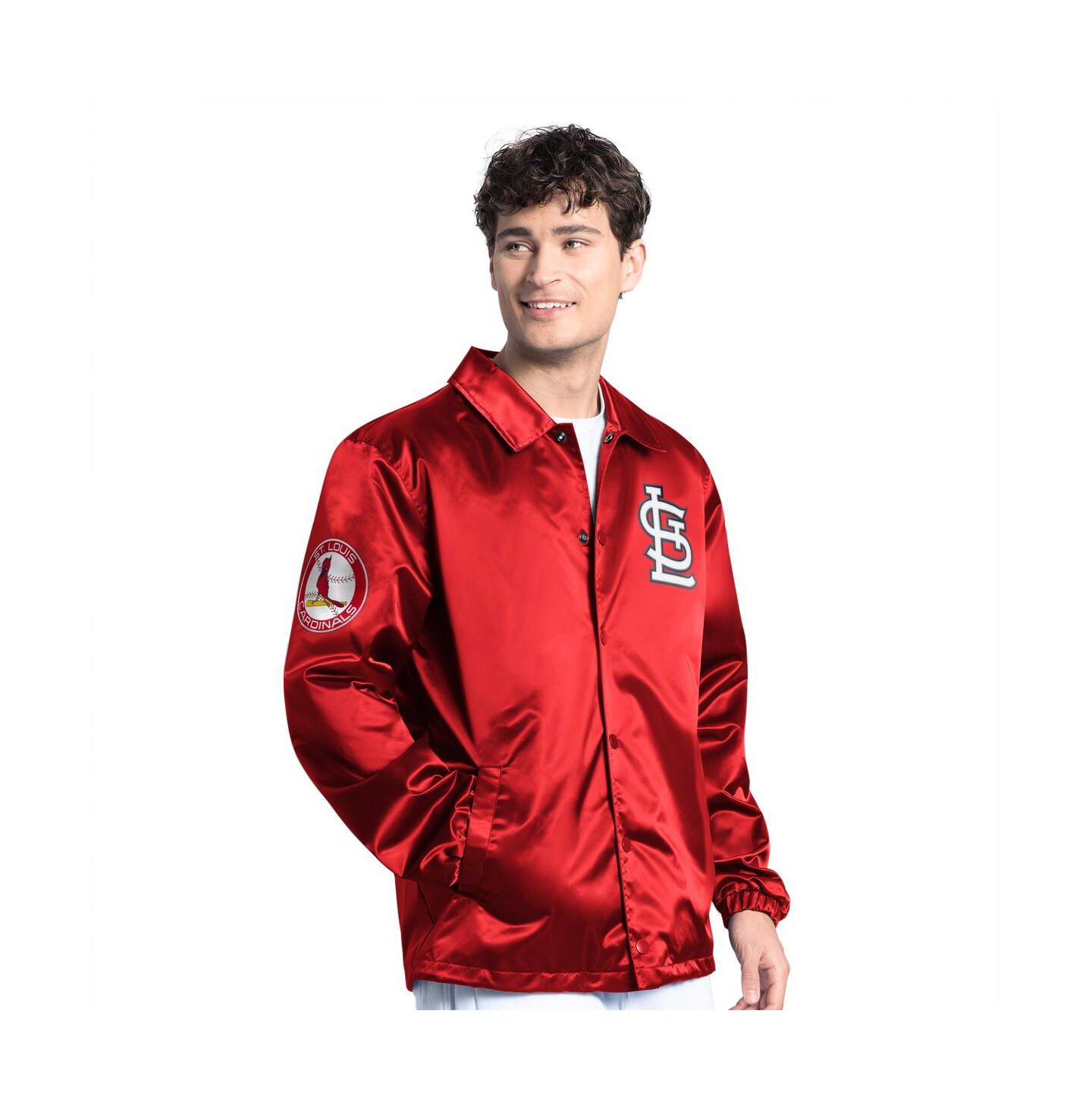 Мужская куртка Starter Red St. Louis Cardinals Cooperstown Collection Point Man Full-Snap Coaches — фото 1
