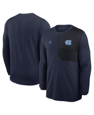 Jordan - Men's Navy North Carolina Tar Heels 2025 Sideline Coach UV Performance Long Sleeve T-Shirt