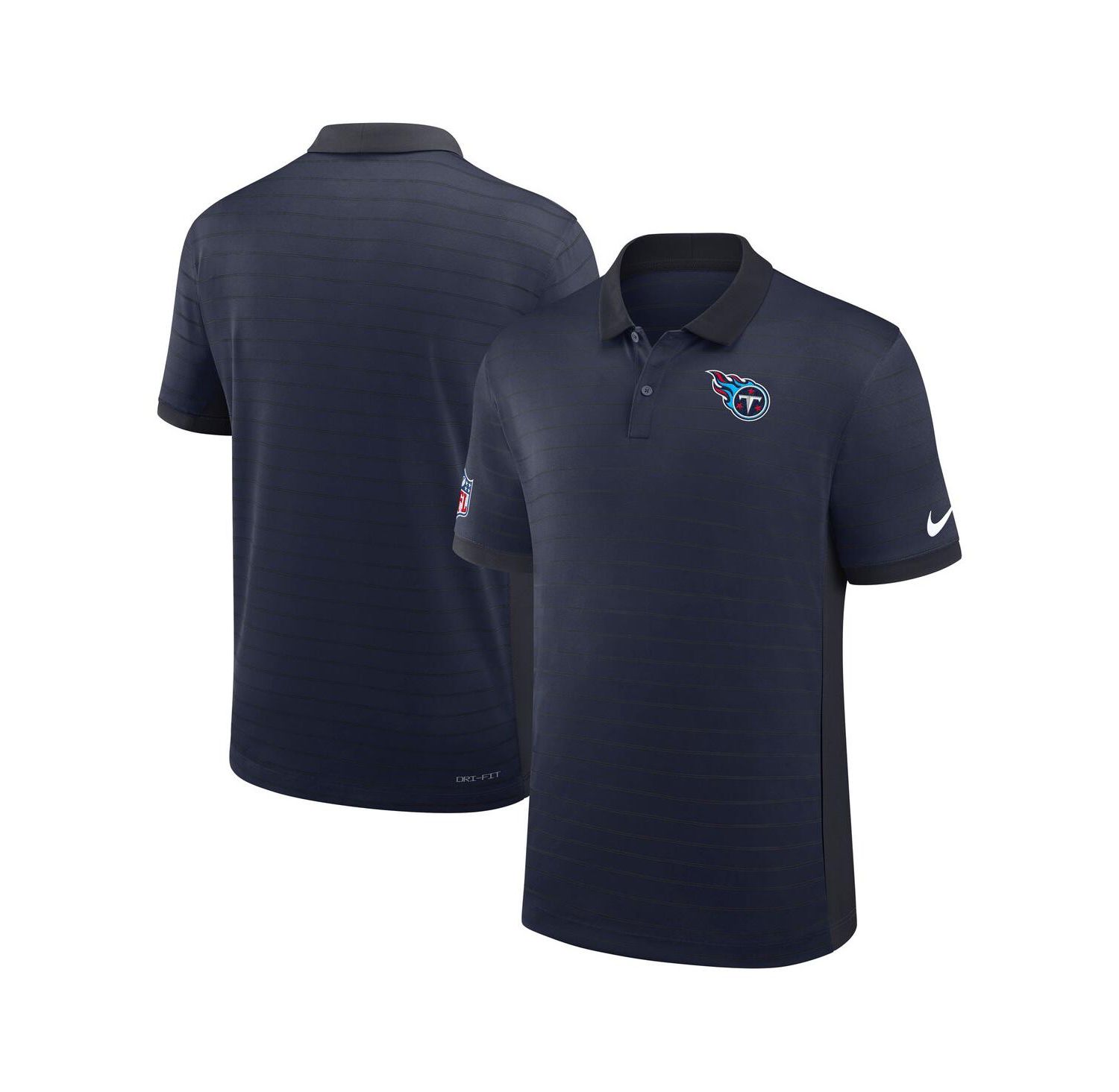 Men's Navy Tennessee Titans Sideline Victory Stripe Performance Polo Shirt