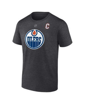 Men's Connor McDavid Charcoal Edmonton Oilers Authentic Stack Name Number T-Shirt
