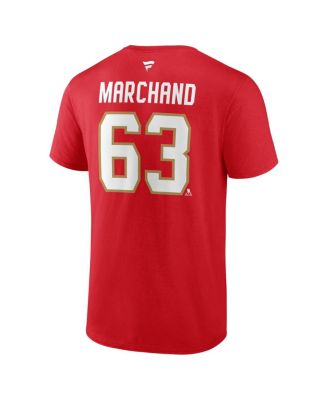 Men's Brad Marchand Red Florida Panthers Authentic Stack Name Number T-Shirt