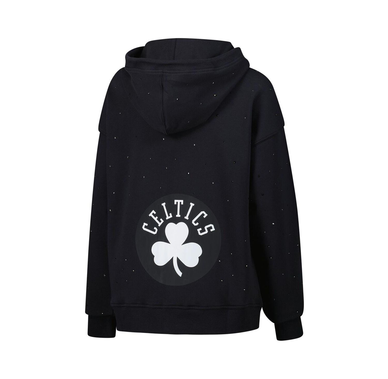 Women's Black Boston Celtics Oversized Allover Gemstone Full-Zip Hoodie