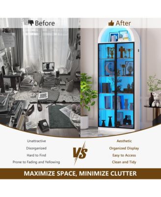 76" 8-Tier Display Cabinet with 3-Color Motion LED