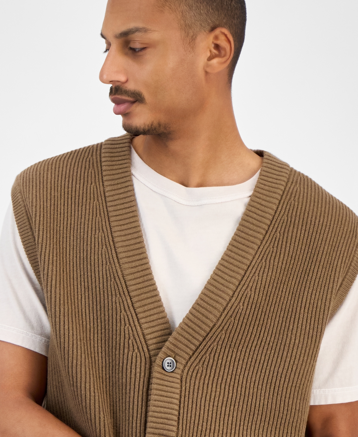 Sun + Stone Men's Sweater Vest, Macy's Exclusive In Brown