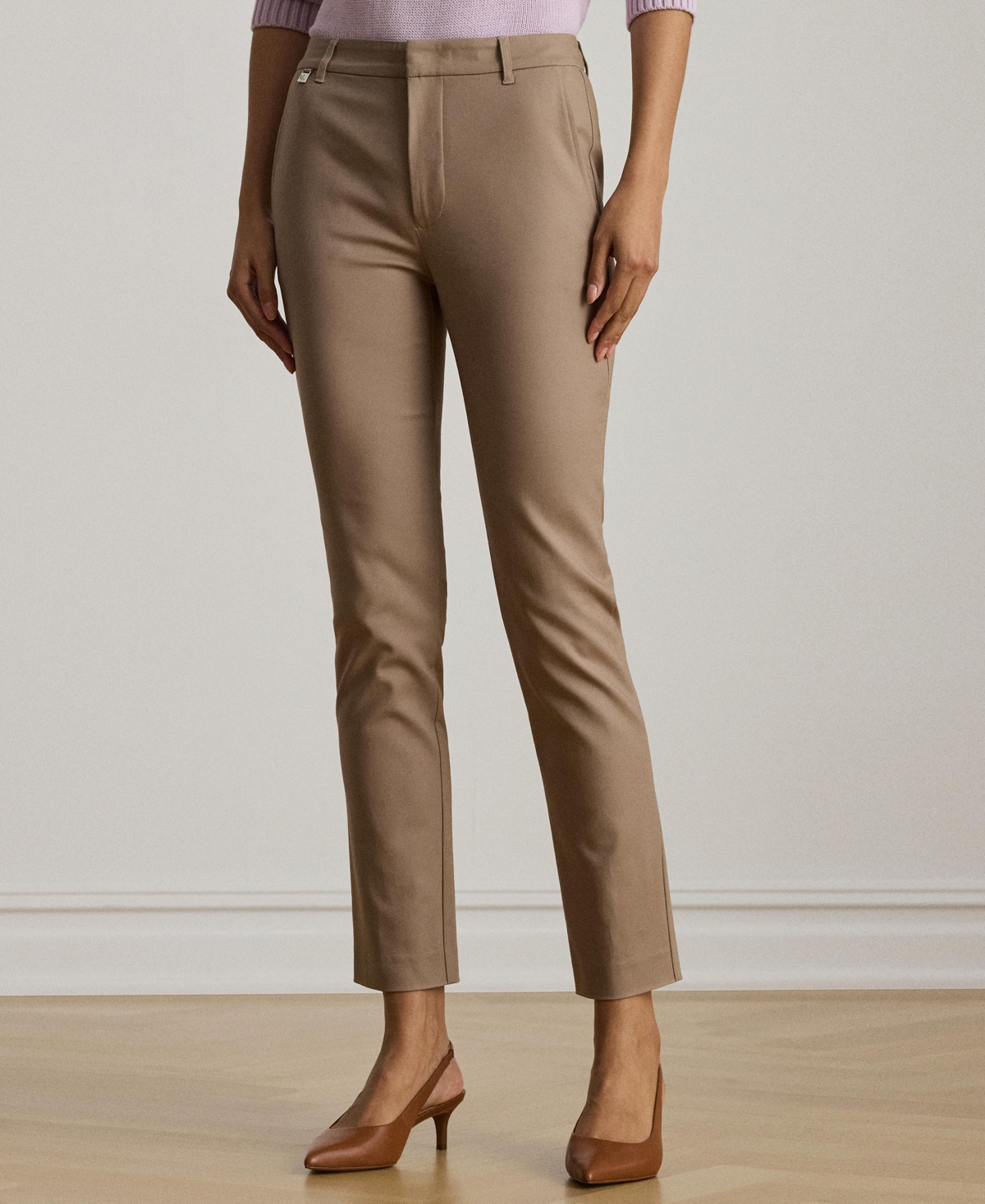 Ralph Lauren Double-faced Stretch Cotton Pant In Brown