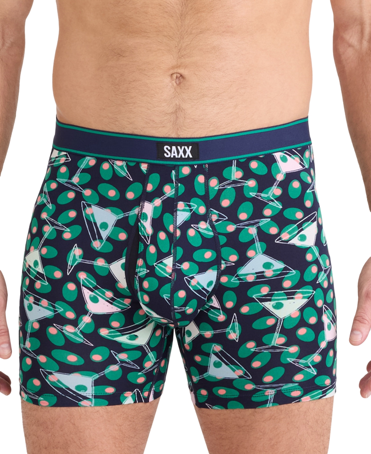 Saxx Men's Daytripper Moisture-wicking Printed Boxer Briefs In Green