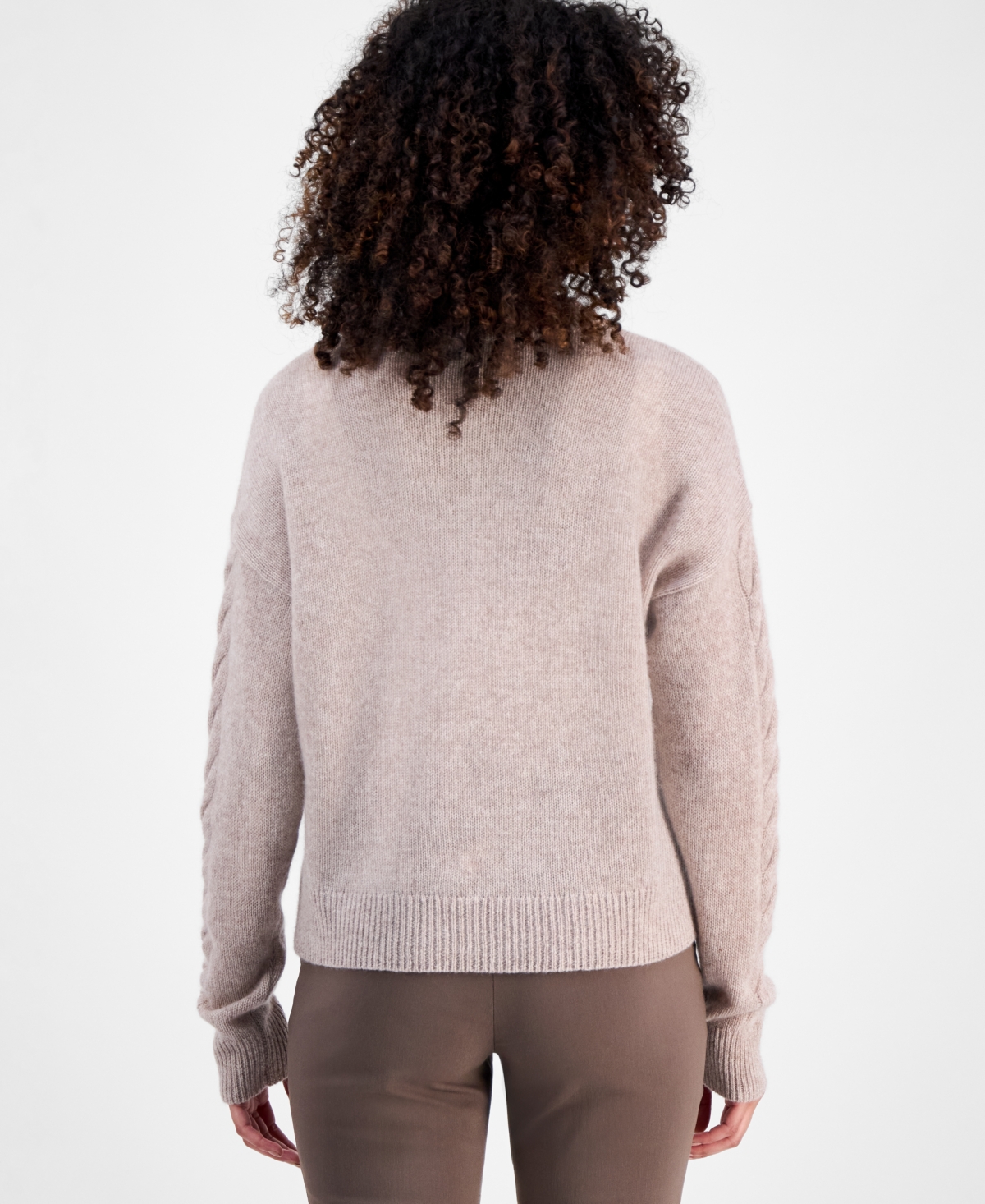 Charter Club Petite Cashmere Angled Cable V-Neck Sweater, Macy's Exclusive