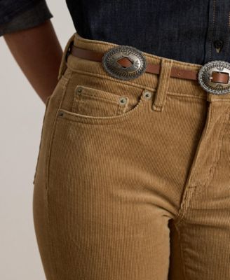 Stretch Corduroy Mid-Rise Straight Pants