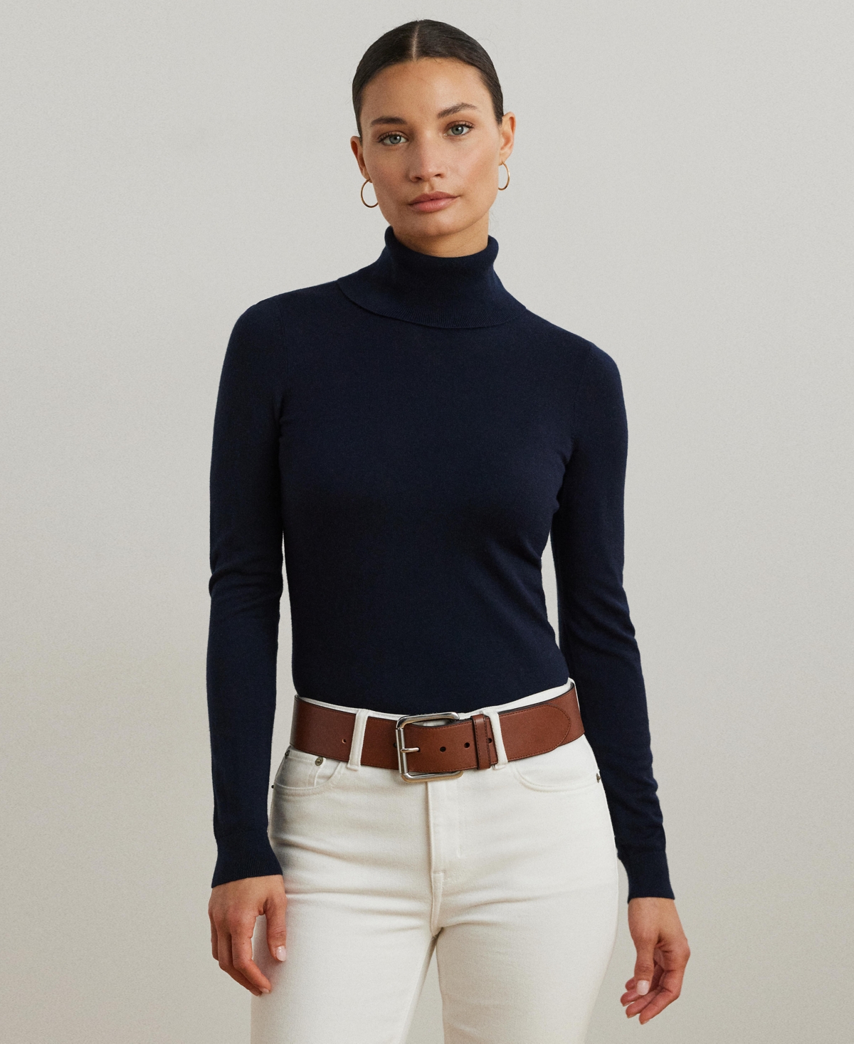 Lauren Ralph Women's Silk-Blend Turtleneck Sweater