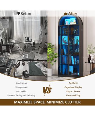 76" 8-Tier Display Cabinet with 3-Color Motion LED