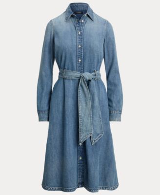 Women's Belted Denim Shirtdress