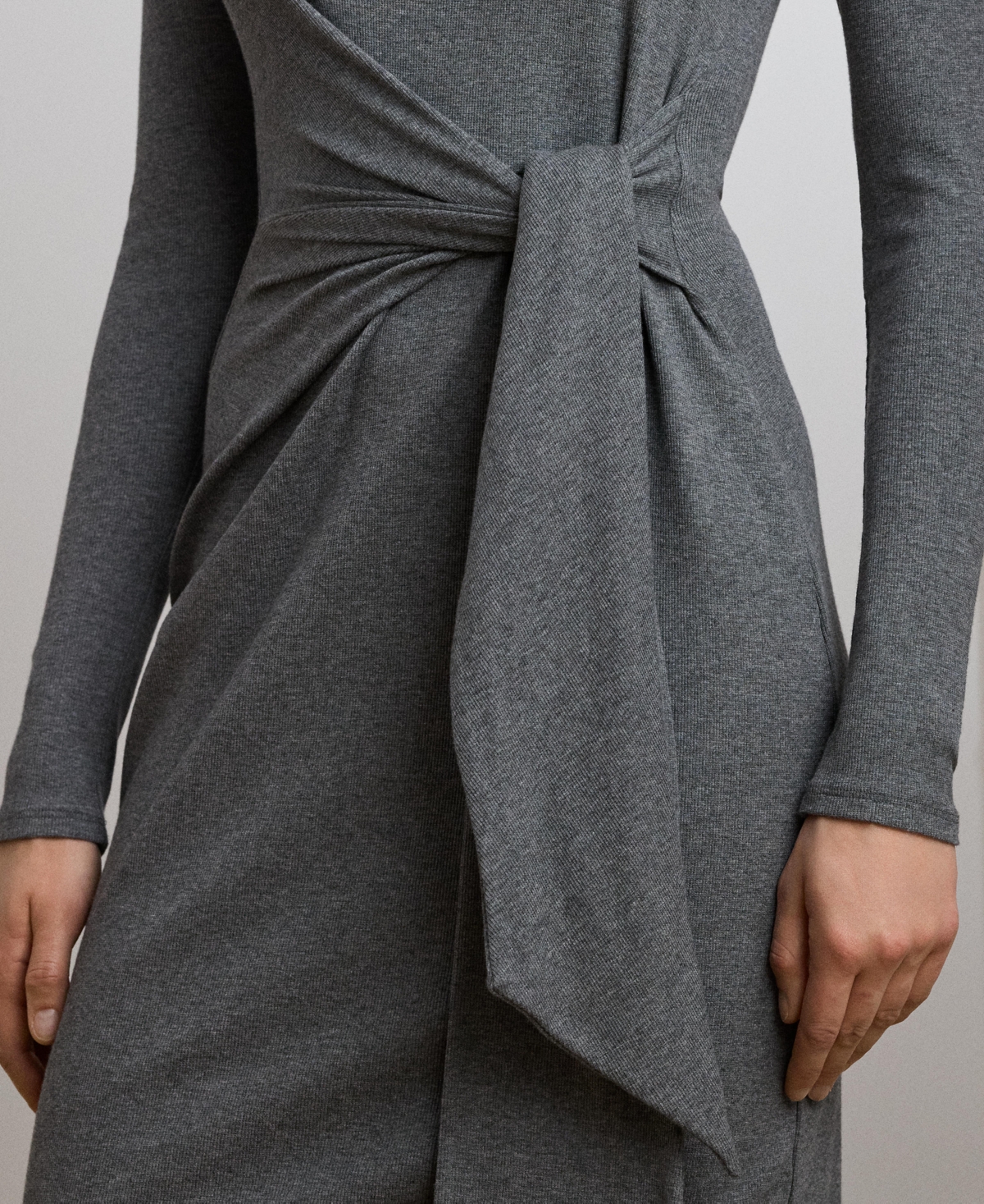 Ralph Lauren Women's Tie-front Turtleneck Dress In Gray