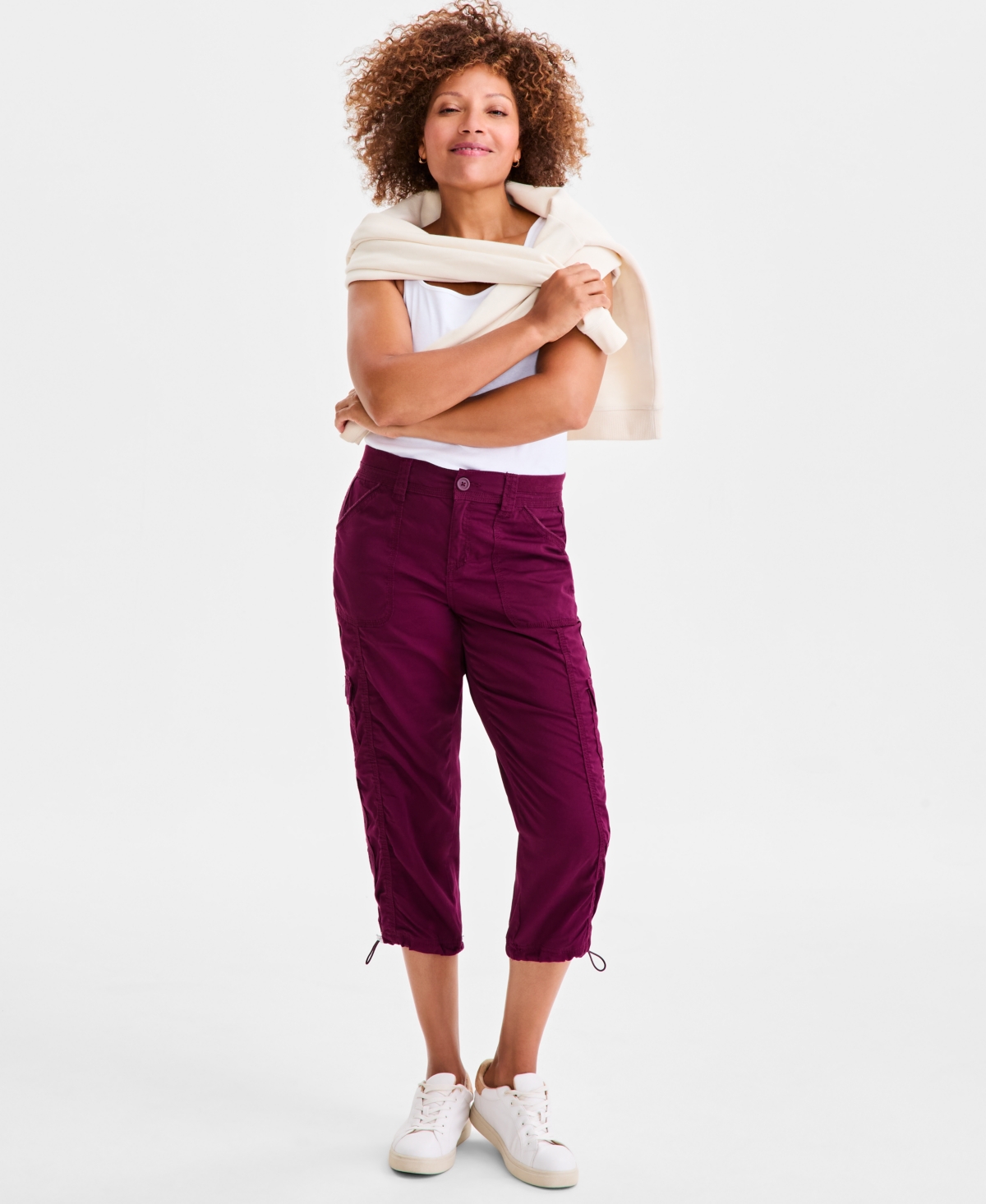 Style & Co Women's Mid-rise Cargo Capri Pants, Exclusively At Macy's In Burgundy