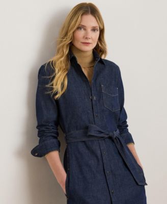 Women's Belted Denim Shirtdress