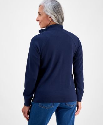 Petite Waffle-Knit Half-Zip Sweatshirt