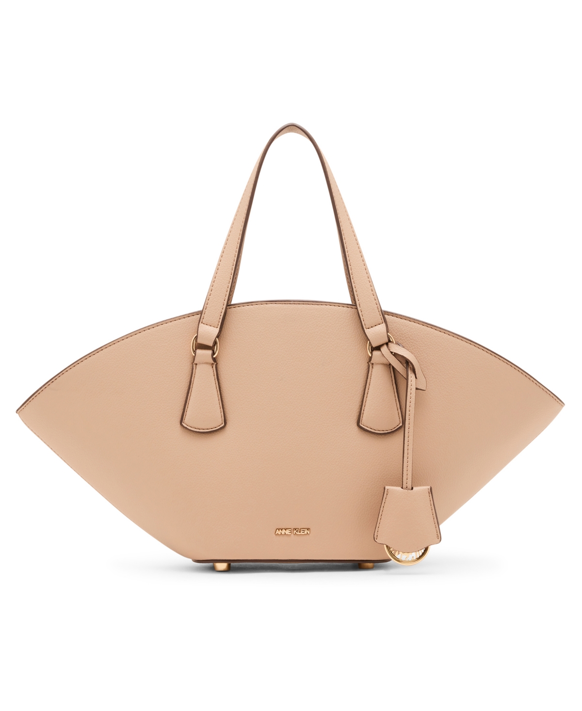 Curved Small Convertible Strap Tote Bag - Beige