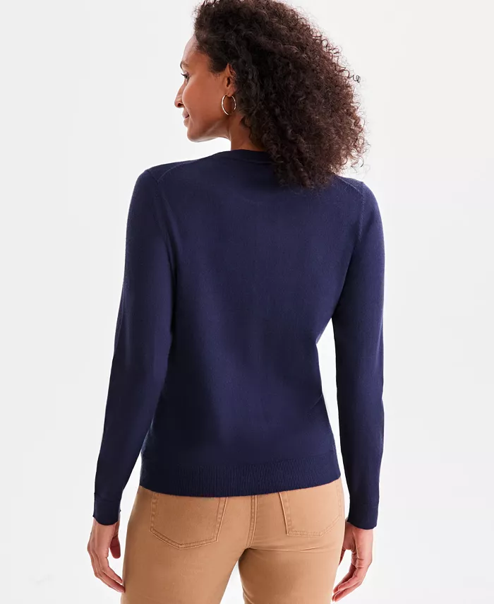 Women's Crewneck Button-Down Cardigan Sweater - thumbnail 10