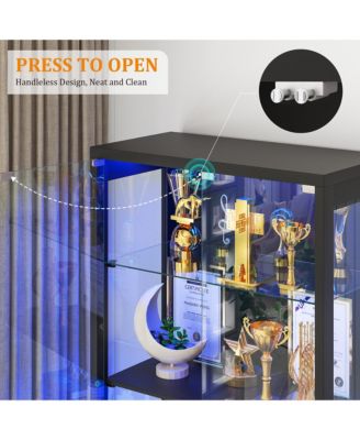 66" Glass Door Display Cabinet with Motion Sensor LED Light
