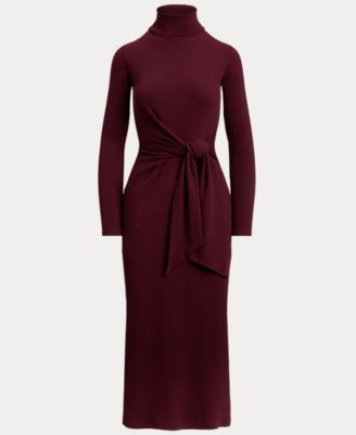 Women's Tie-Front Turtle Neck Dress