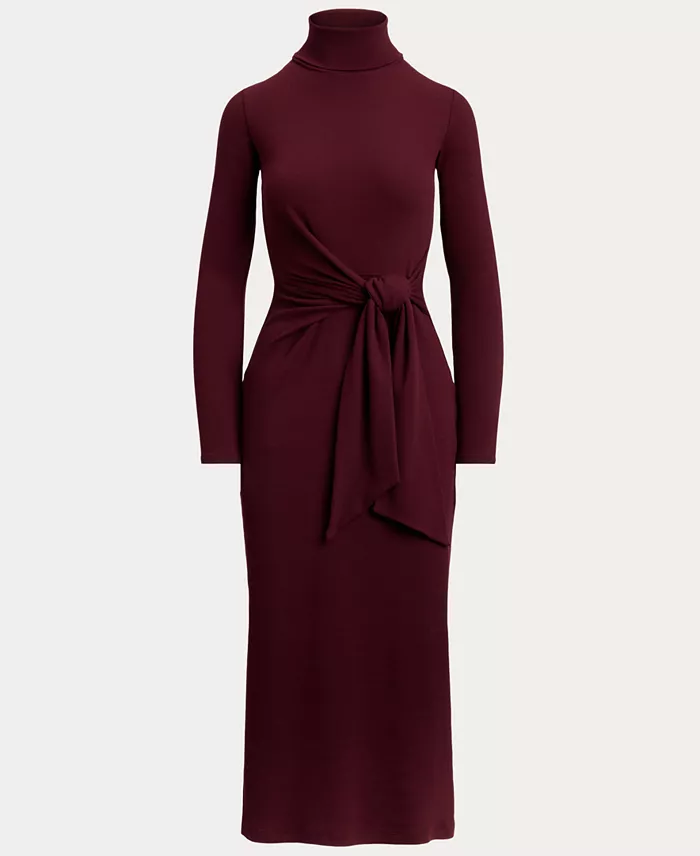 Women's Tie-Front Turtle Neck Dress - thumbnail 5