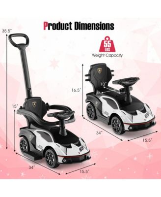 3-in-1 Licensed Lamborghini Ride on Push Car with Handle Guardrail