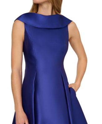 Women's Boat Neck Sleeveless Fit & Flare Dress