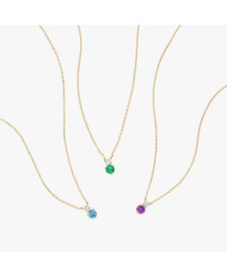 14k Gold Plated Deux Birthstone Necklace Personal Holiday Gift Idea