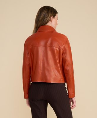Women's Cropped Leather Jacket, Created for Macy's