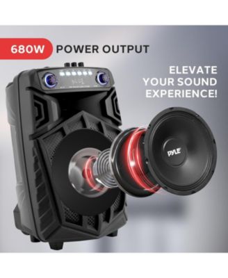 10" Bluetooth Portable PA Speaker – Karaoke Party Speaker with Wireless Mics, Stand, Rechargeable Battery, Flashing Lights, MP3/USB/FM Radio