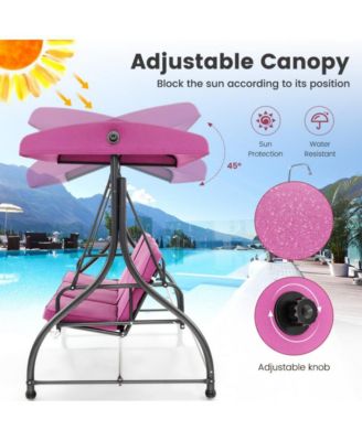 3 Seat Outdoor Porch Swing with Adjustable Canopy