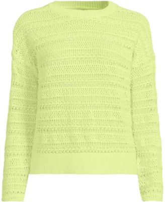 Women's Cotton Blend Pointelle Crew Neck Sweater