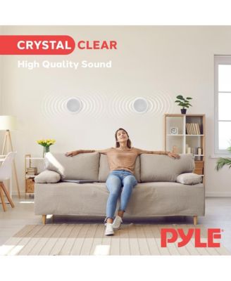 Two Way Stereo Sound Speaker - Dual Professional Audio Speakers System - In Wall / In Ceiling White Mount Flush