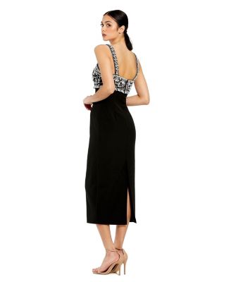 Women's Wide Strap Embellished Top Midi Dress