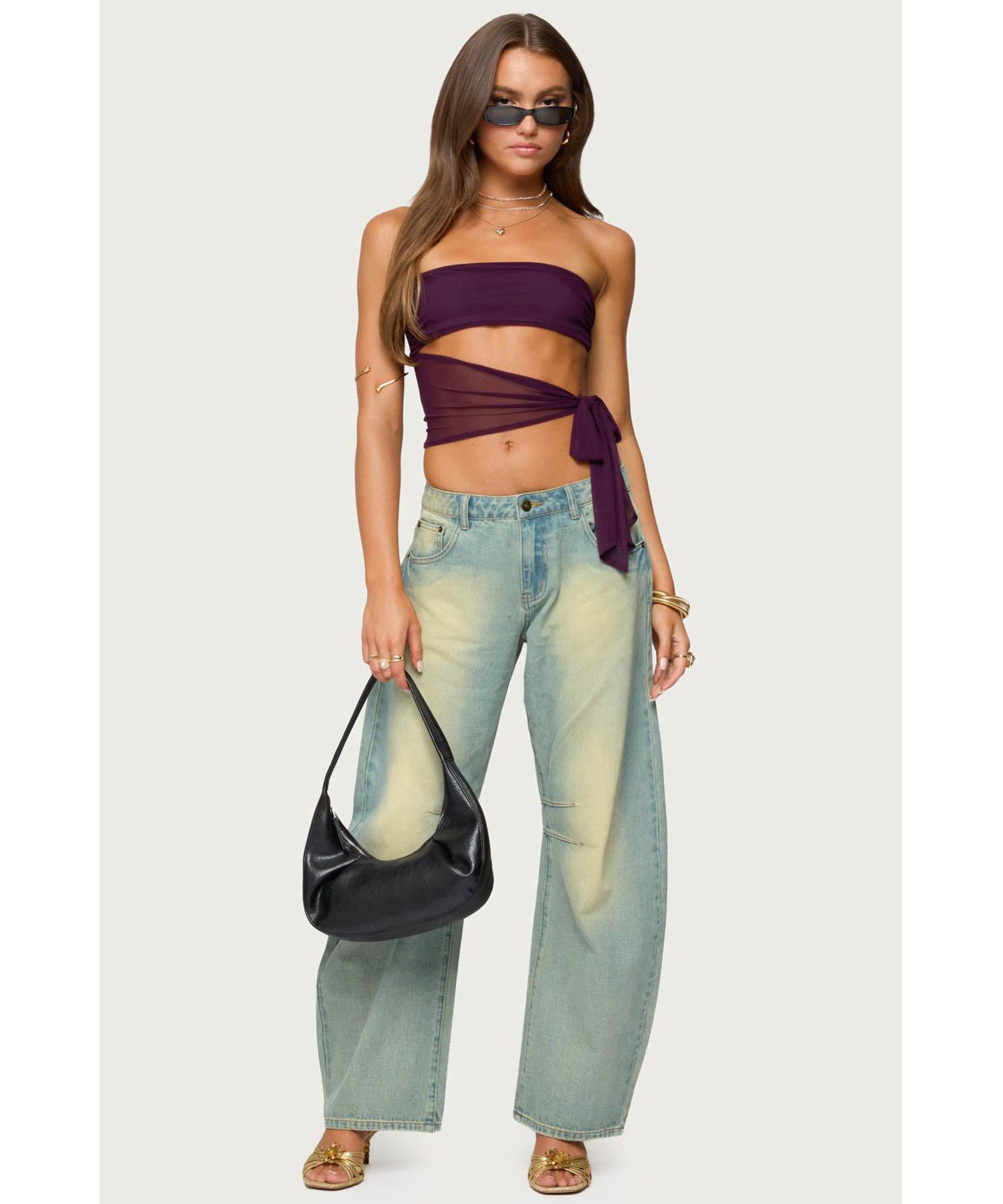 Women's Amaro Strapless Side Tie Cut Out Top